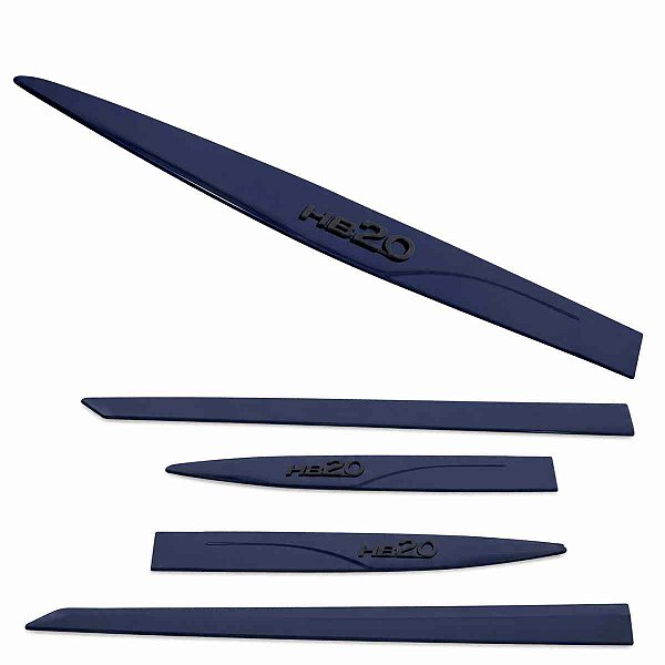 Friso Lateral HB20 Azul Sapphire com nome Relevo Preto Fosco
