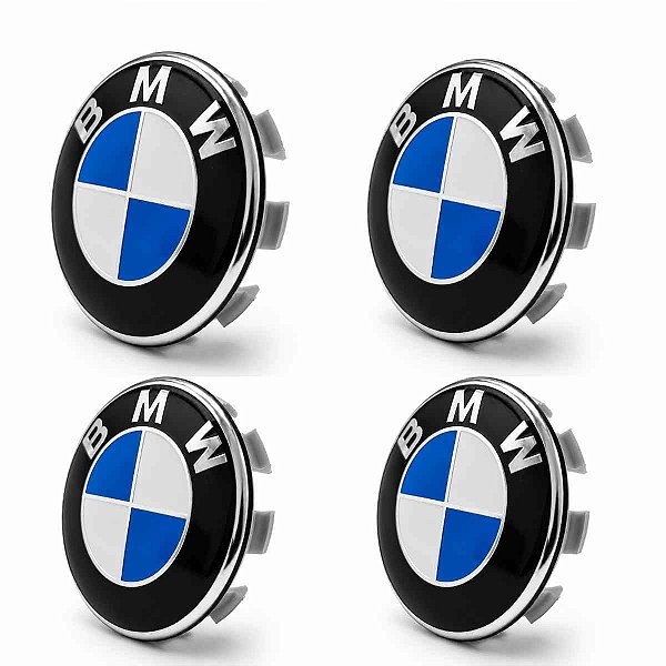 Calota centro roda anel cromado BMW 68mm Jogo 4 peças
