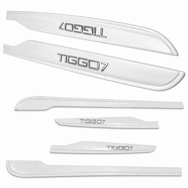 Friso Lateral TIGGO 7 Branco Pérola Nome alto relevo Cromado
