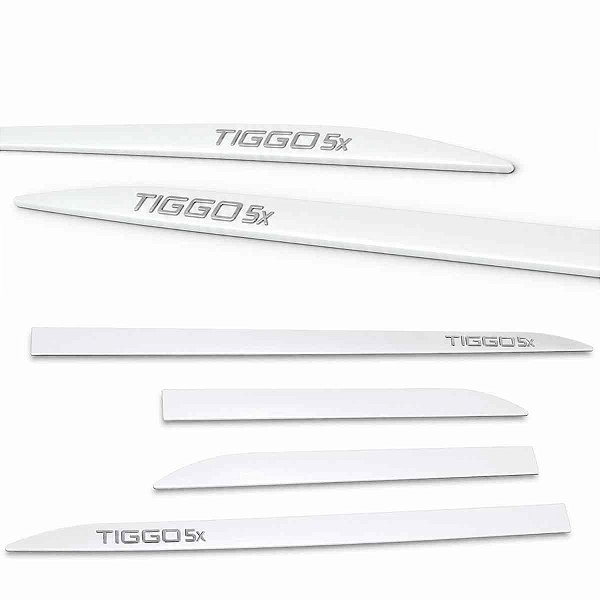 Friso Lateral TIGGO 5X Slim Branco Pérola Nome Cromado