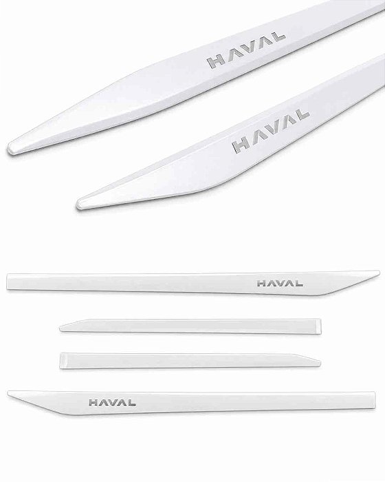 Friso Lateral Haval Branco Ágata Emblema Alto Relevo Cromado