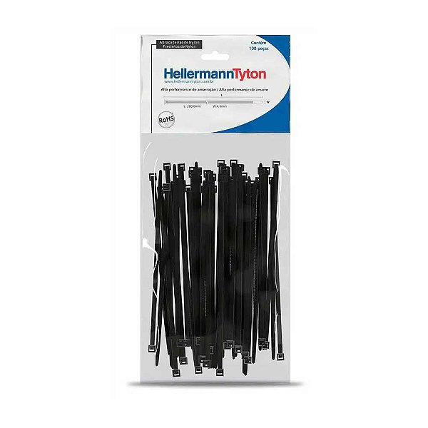ABRACADEIRA NYLON T80I PRETA - 300 X 4,7 MM - 100 UND