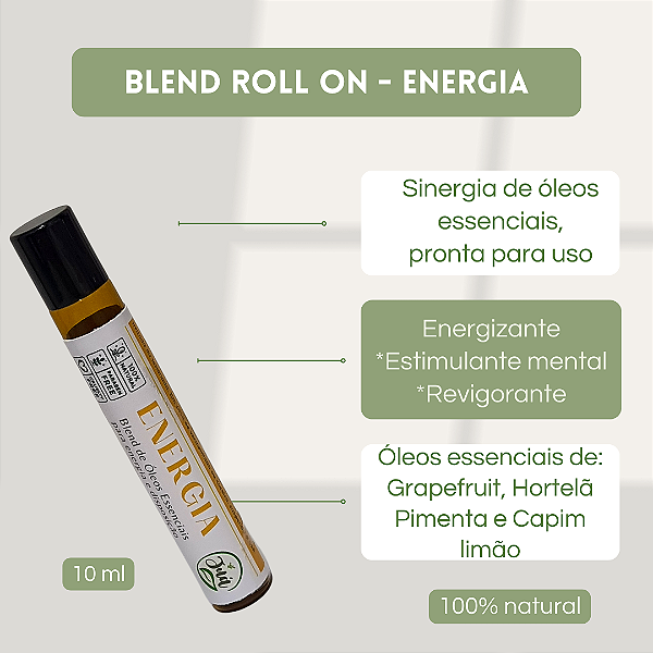 Blend Roll on de Óleo Essencial ENERGIA - Estimulante, revigorante -  10ml