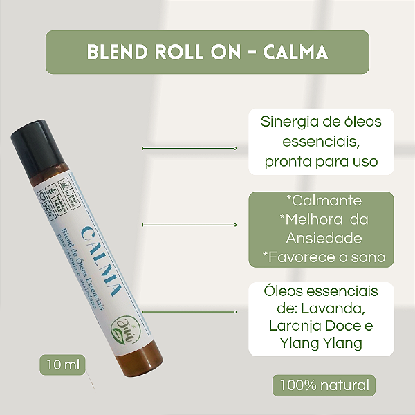 Blend  Roll on de Óleo Essencial CALMA - para alivio de ansiedade e insonia