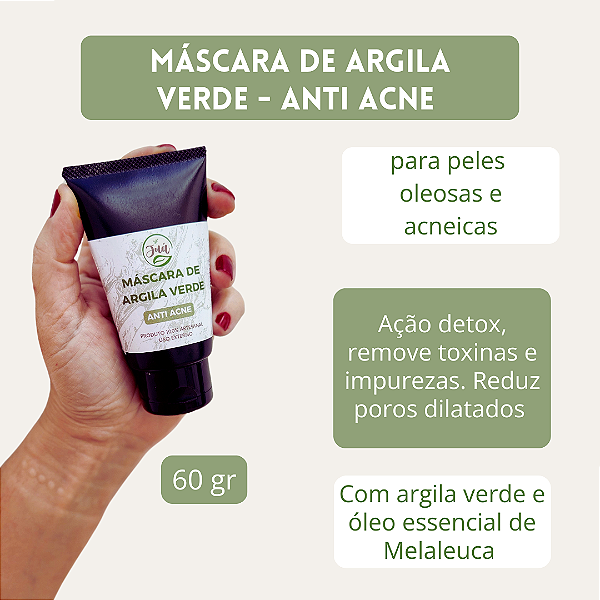 Máscara de Argila verde - Anti acne