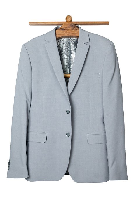 Terno 2 botões 2 aberturas, Slim Fit - Cor: cinza claro