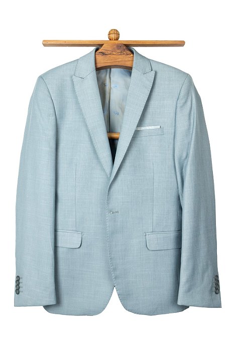 Terno 1 botão 2 aberturas com peak lapel, calça com ajuste, Super Slim Fit - Cor: Azul