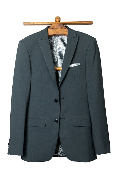 Terno 2 botões 2 aberturas, Slim Fit - Cor: Cinza Escuro