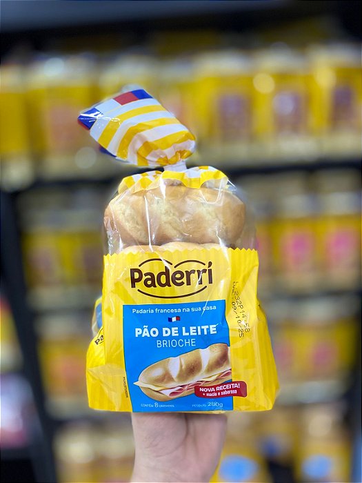 Pão de Leite Brioche Paderri Pacote Com 8 Unidades