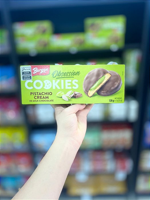 Biscoitos Obsession Cookies Pistachio Cream Chocolate 128g