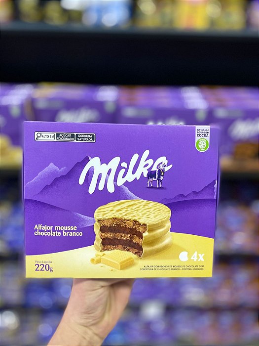 Caixa de Alfajor Branco Milka Com 4 Unidades 220g