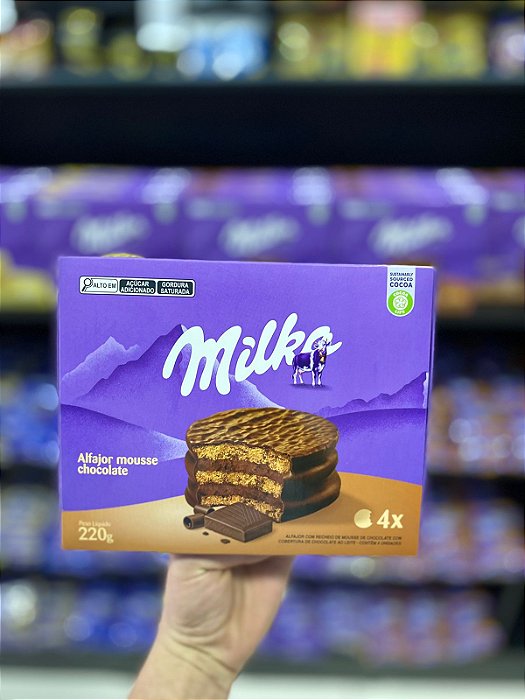 Caixa de Alfajor Chocolate Milka Com 4 Unidades 220g