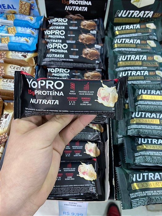 Barra de Proteina Nutrata YoPro Morango Choco Branco 55g