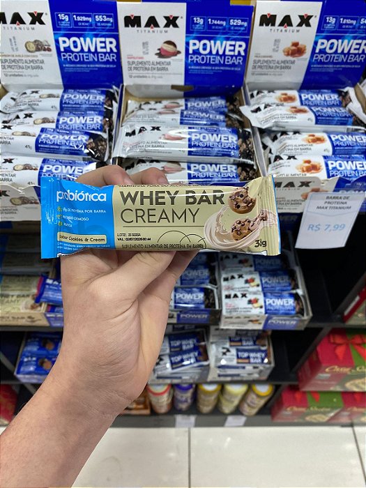 Barra de Proteina Probiotica Whey Cookies e Cream 38g