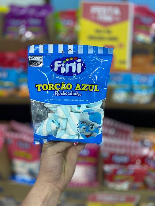 Bala Fini Marshmallow Torção Azul Recheadinho 80g