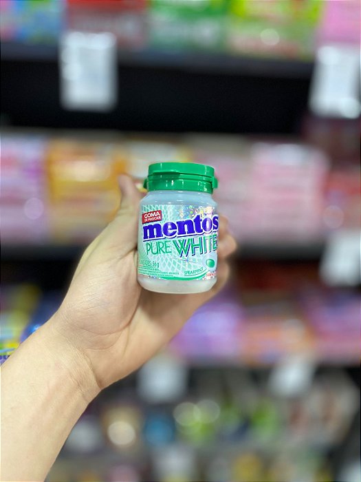 Chicle Mentos Pure white Garrafa 56g