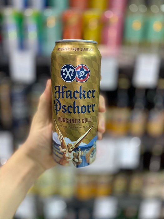 Cerveja Alemã Hacker Pschorr Münchener Gold Lata 500ml