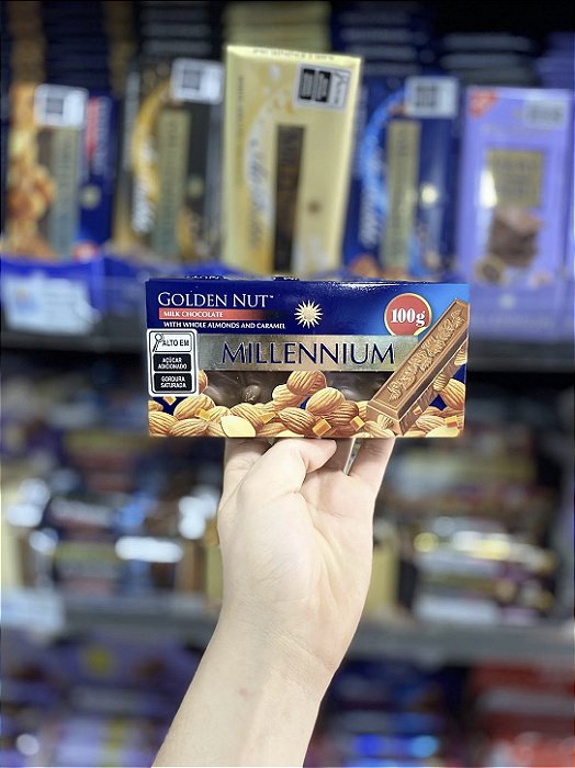 Barra De Chocolate Millennium Whole Almond Caramel 100g