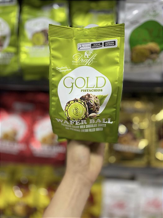 Chocolate Draft Wafer Ball Gold Pistachio