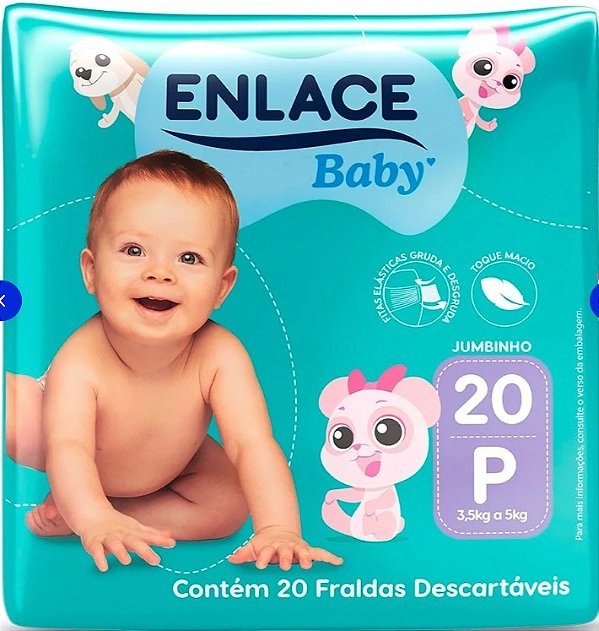 Fralda Descartável Enlace Baby Jumbinho Tamanho P - com 20 Tiras - 3AS BABY