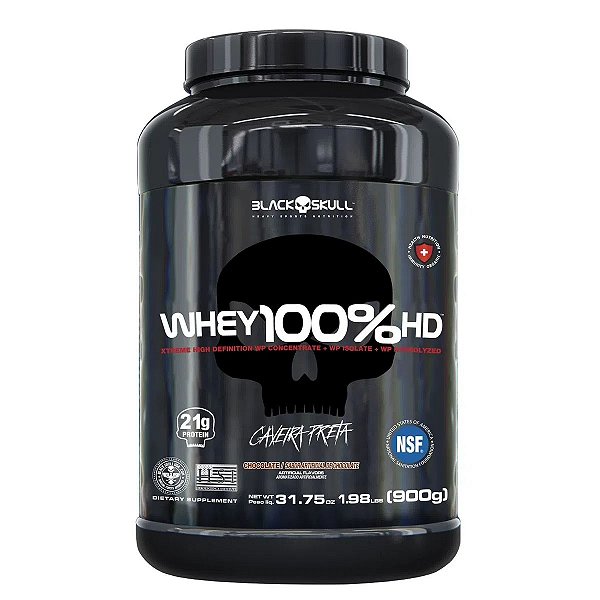 WHEY 100% HD BLACK SKULL - 900G (WPC, WPI E WPH)