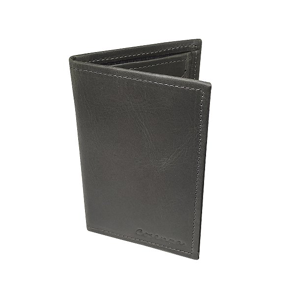 Carteira Masculina Porta Cartão Documento Couro Legitimo - Cinza Fóssil