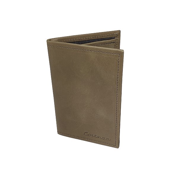 Carteira Masculina Porta Cartão Documento Couro Legitimo - Bege Fóssil