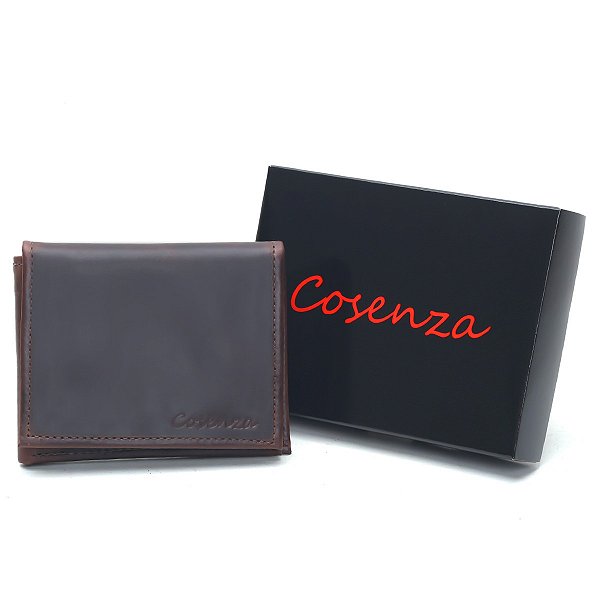 Carteira Masculina Pequena Couro Legítimo - Café Fóssil