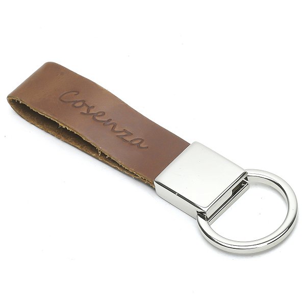 Chaveiro Masculino Com Argola Rebatível E Tira Em couro - Caramelo