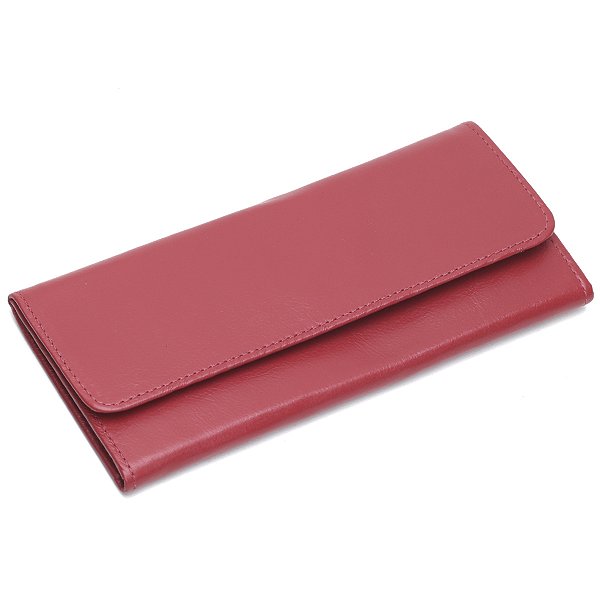 Carteira Feminina Couro Legitimo Para 12 Porta Cartão - Vermelho