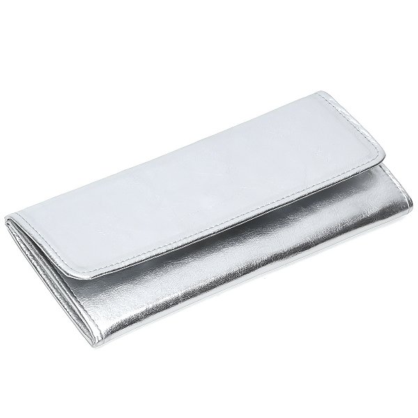 Carteira Feminina Couro Legitimo Para 12 Porta Cartão - Prata