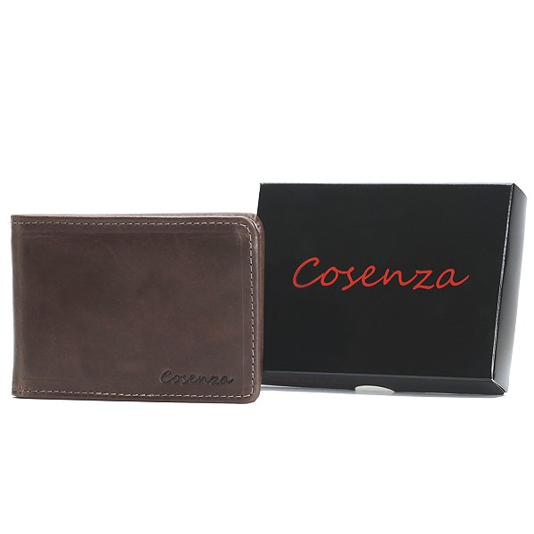 Carteira Masculina Grande Couro Legítimo Cabe Cnh Rg - Café Fóssil