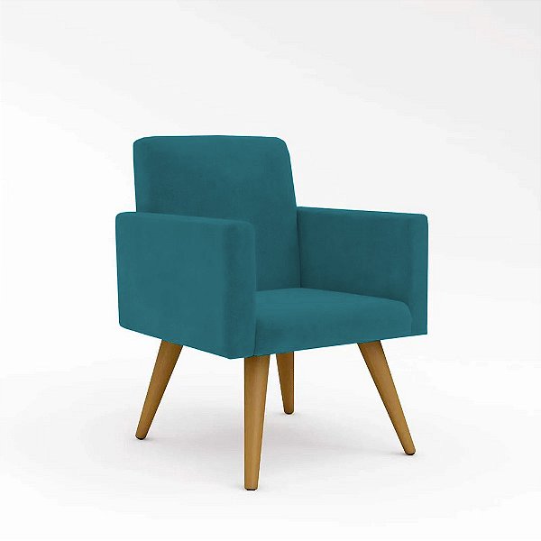 Poltrona Nina Suede Azul Turquesa