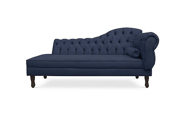 Divã Namoradeira Juliana 160 CM Suede Azul Marinho Lado Esquerdo