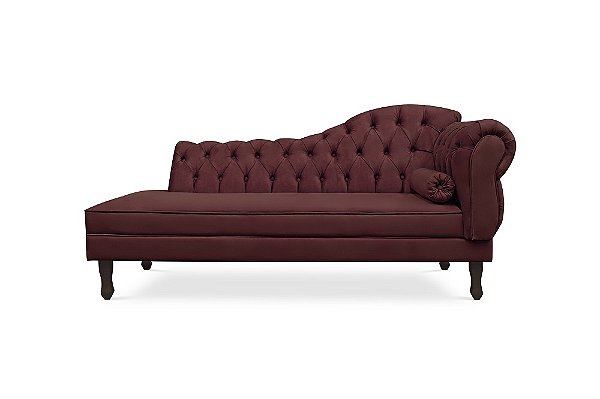 Divã Namoradeira Juliana 160 CM Suede Bordô Lado Esquerdo