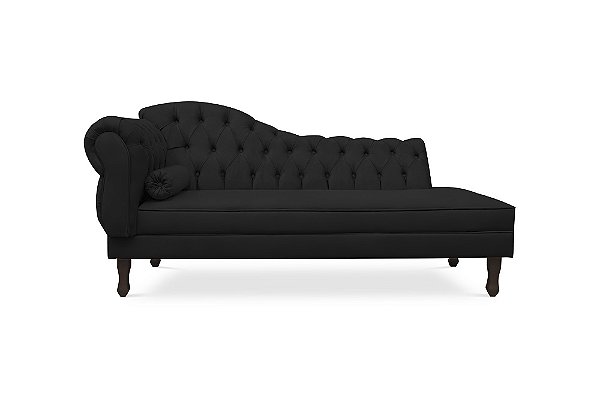 Divã Namoradeira Juliana 160 CM Suede Preto Lado Direito
