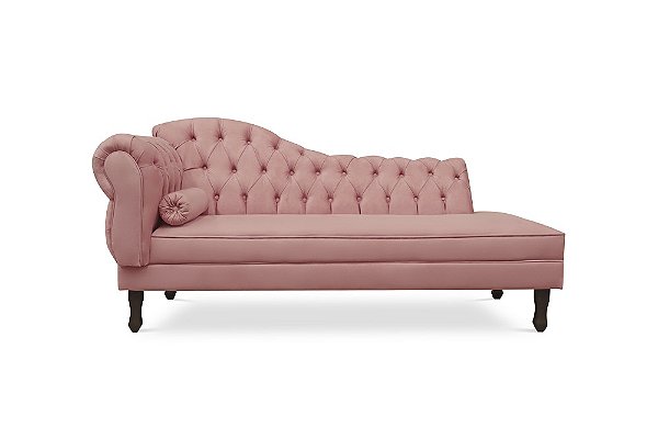 Divã Namoradeira Juliana 160 CM Suede Rosa Lado Direito