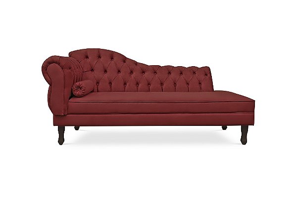 Divã Namoradeira Juliana 160 CM Suede Vermelho Lado Direito
