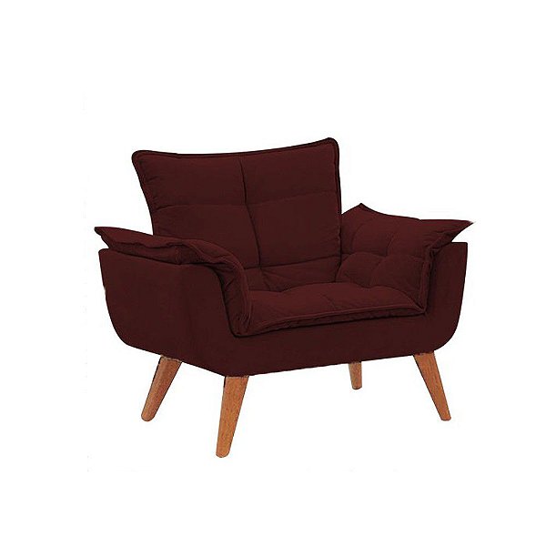 Poltrona Decorativa Opala Suede Marsala