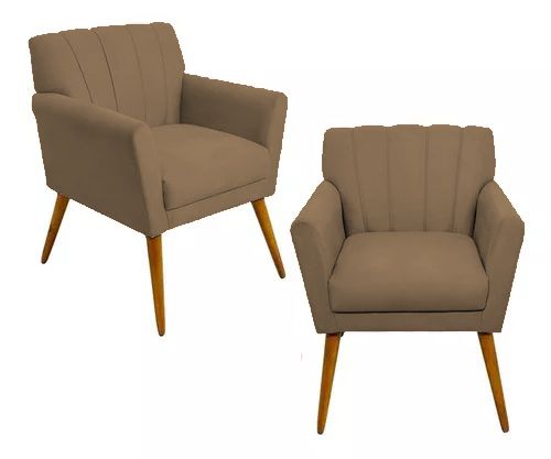 Kit 2 Poltronas Decorativa Cecília - Cappuccino