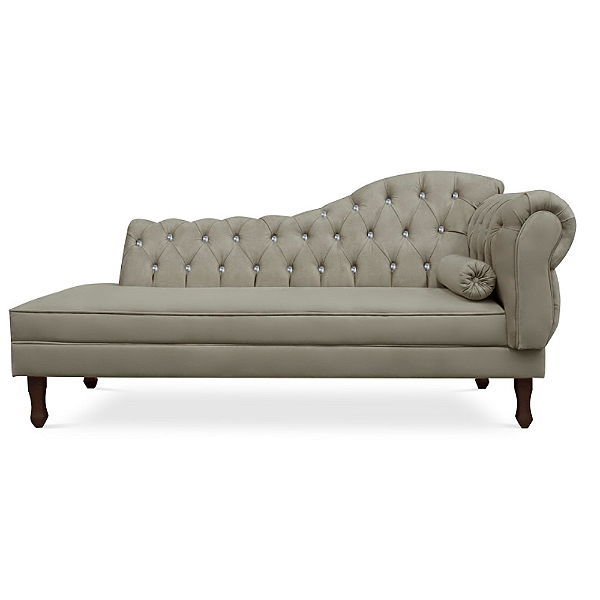 Recamier Divã Juliana 160cm com Strass - Esquerda Suede
