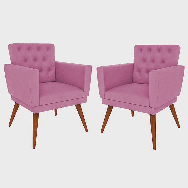 Kit 2 Poltronas Nina com Capitone - Rosa