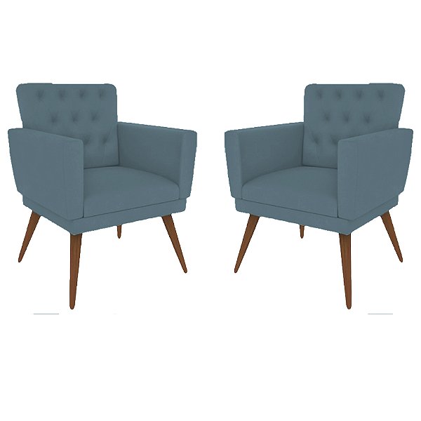 Kit 2 Poltronas Nina com Capitone - Azul Turqueza