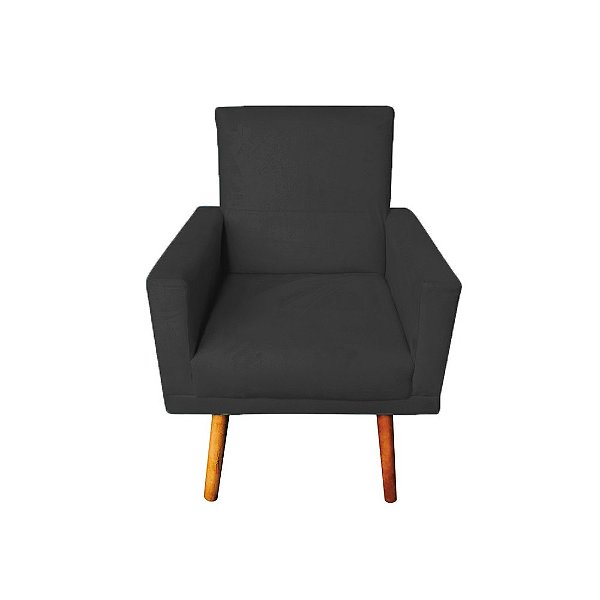 Poltrona Decorativa Nina com Rodapé Suede Preto