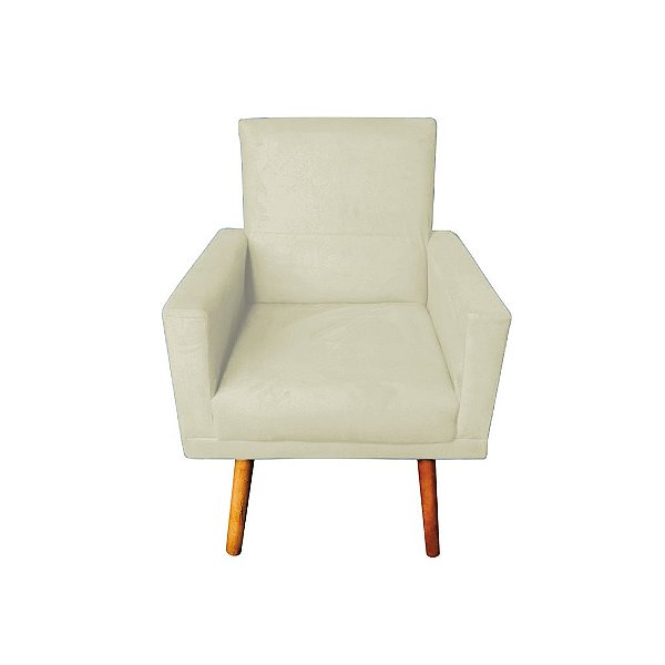 Poltrona Decorativa Nina com Rodapé Suede Bege