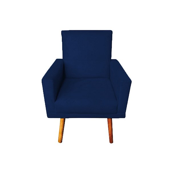 Poltrona Decorativa Nina com Rodapé Suede Azul Marinho