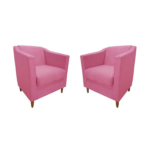 Kit 2 Poltronas Titânio Suede Rosa