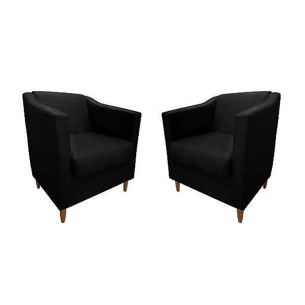 Kit 2 Poltronas Titânio Suede Preto