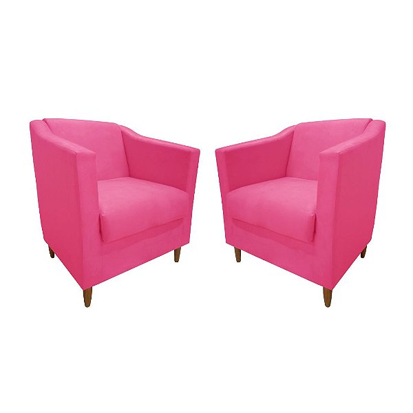 Kit 2 Poltronas Titânio Suede Pink