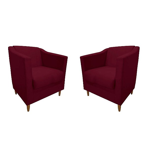 Kit 2 Poltronas Titânio Suede Marsala